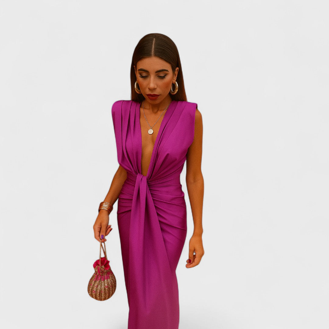 Morgane | Robe plissée féminine Violet, photo studio