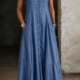 Robe Chemise Longue en Jean Évasée