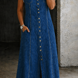 Robe en Jean Sans Manches Grande Taille