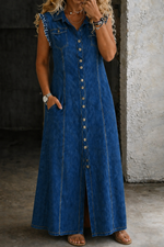 Robe en Jean Sans Manches Grande Taille
