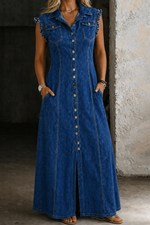Robe en Jean Sans Manches Grande Taille