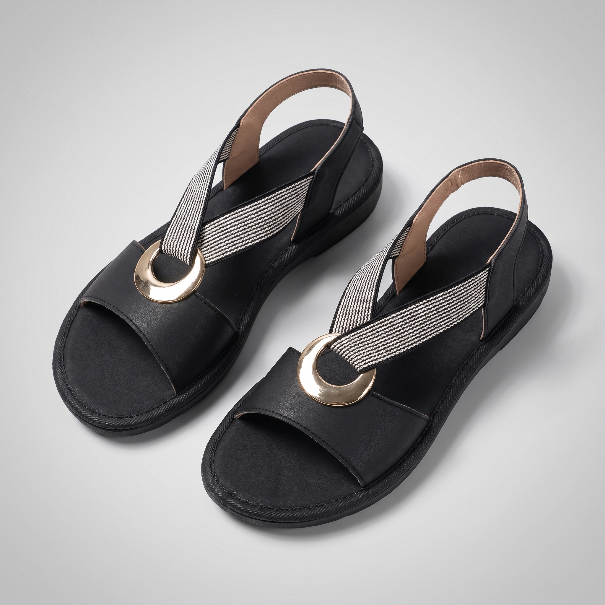 Rosmere | Sandales confort Noir, vue de face
