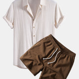 Ensemble — chemise en lin et viscose & short texturé froissé à cordon