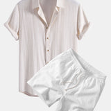 Ensemble — chemise en lin et viscose & short texturé froissé à cordon
