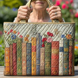 Muriel | Sac cabas matelassé à motif livres fleuris