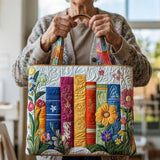 Ninon | Sac cabas matelassé à motif livres et fleurs