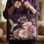 Léontine | Sac cabas matelassé à motif colibri et pivoines