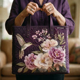 Léontine | Sac cabas matelassé à motif colibri et pivoines