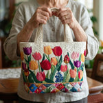 Suzanne | Sac cabas matelassé à motif tulipes