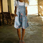 Salopette Short en Jean Imprimé Fleurs