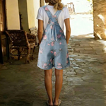 Salopette Short en Jean Imprimé Fleurs