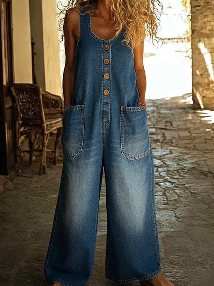 Salopette en denim coton lavé vintage
