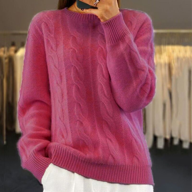 Laurette | Pull d'hiver chic et classique Rose foncé, photo studio