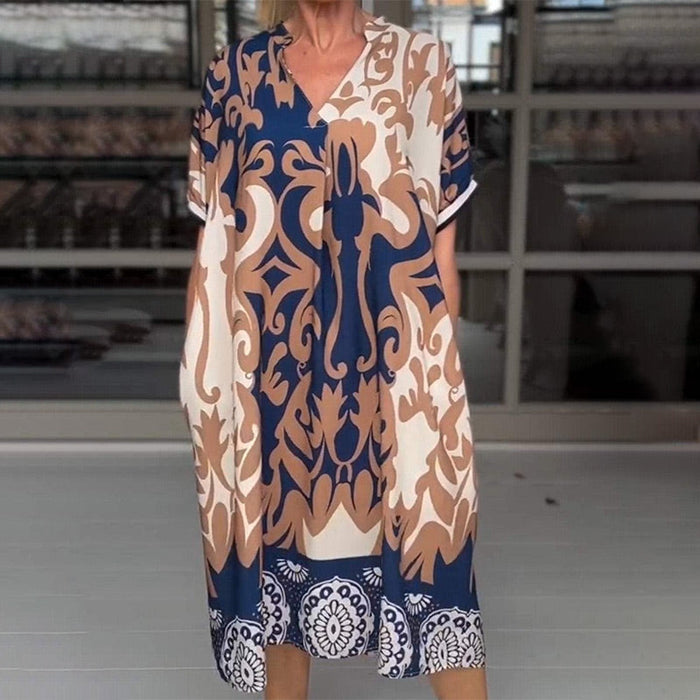 Marie | Robe bohème imprimée à col V