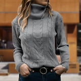 Ghislaine | Pull à col roulé à torsades et poignets côtelés