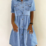 Robe Midi en Jean Bleu Clair Coupe Ample