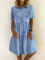 Robe Midi en Jean Bleu Clair Coupe Ample