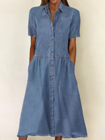 Robe en Jean à Manches Courtes Coupe Décontractée