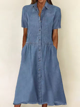 Robe en Jean à Manches Courtes Coupe Décontractée