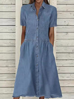 Robe en Jean à Manches Courtes Coupe Décontractée