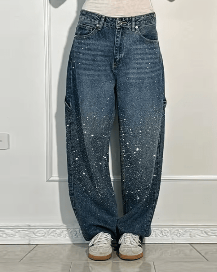 Clarisse | Jean large à effet scintillant