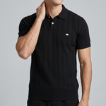 Polo texturé à patte de boutonnage