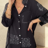 Marianne | Chemise ample à imprimé lettres