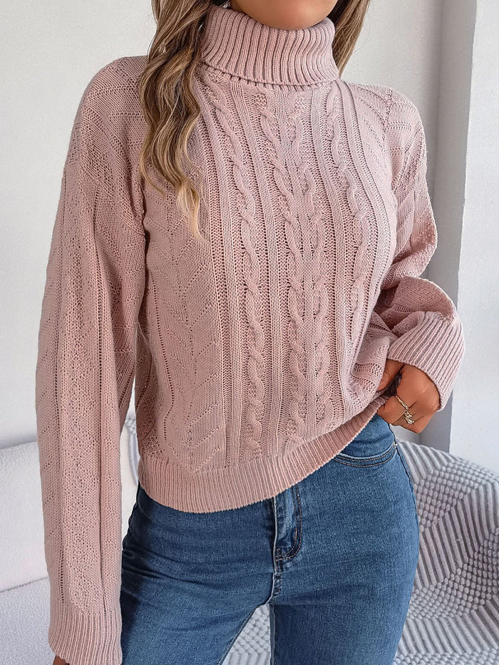 Yolande | Pull court à torsades et col roulé