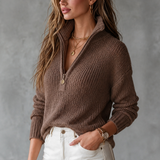 Edwige | Pull en maille à col montant zippé