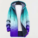 Veste à Capuche Dégradé Hexagones Bleu et Violet