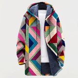 Veste à Capuche Géométrique Multicolore