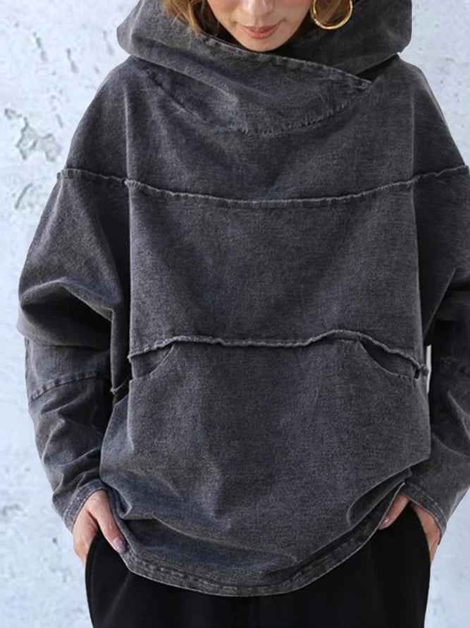 Angélique | Sweat à capuche oversize délavé Gris foncé, photo studio