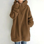 Mylène | Sweat zippé ample à capuche et col montant