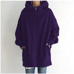 Mylène | Sweat zippé ample à capuche et col montant