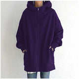 Mylène | Sweat zippé ample à capuche et col montant