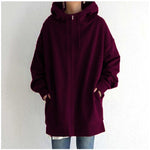 Mylène | Sweat zippé ample à capuche et col montant