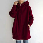 Mylène | Sweat zippé ample à capuche et col montant