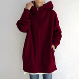 Mylène | Sweat zippé ample à capuche et col montant