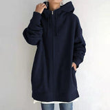 Mylène | Sweat zippé ample à capuche et col montant