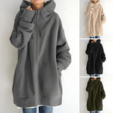 Mylène | Sweat zippé ample à capuche et col montant
