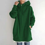 Mylène | Sweat zippé ample à capuche et col montant
