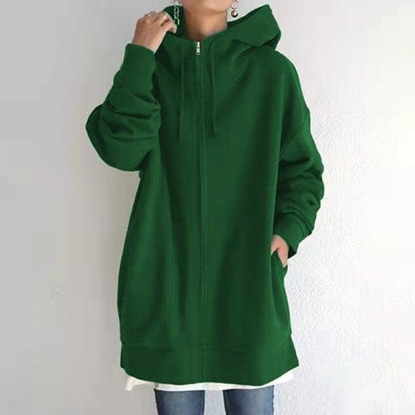 Audria | Sweat à capuche oversize zippé à col montant Vert, photo studio