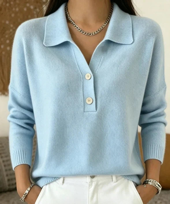 Adeline | Pull en maille à col polo et encolure V