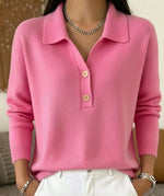 Adeline | Pull en maille à col polo et encolure V