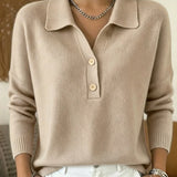 Adeline | Pull en maille à col polo et encolure V