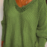 Victorine | Pull en maille ajourée à capuche et col V