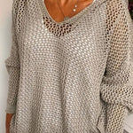 Victorine | Pull en maille ajourée à capuche et col V