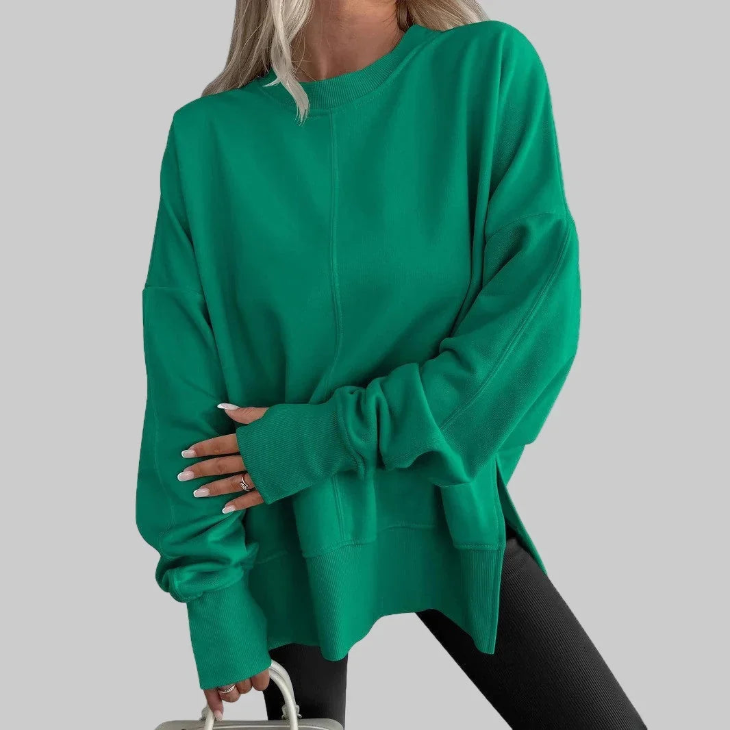 Candice | Sweat oversize à fentes latérales Vert, photo studio