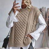 Laurence | Gilet long sans manches à torsades