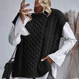 Laurence | Gilet long sans manches à torsades